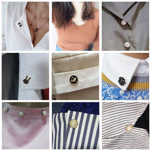 Manufacturer Anti-Slip Button Brooch Cute Stud High-End Metal Embellished with Gems Decorative Button Adjustable No-Sew No-Nail Button