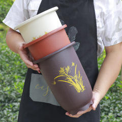 New Imitation Zisha Orchid Pot, Thickened and Elevated Printed Imitation Clay Junzi Orchid Frosted Pot, Factory Direct Sale