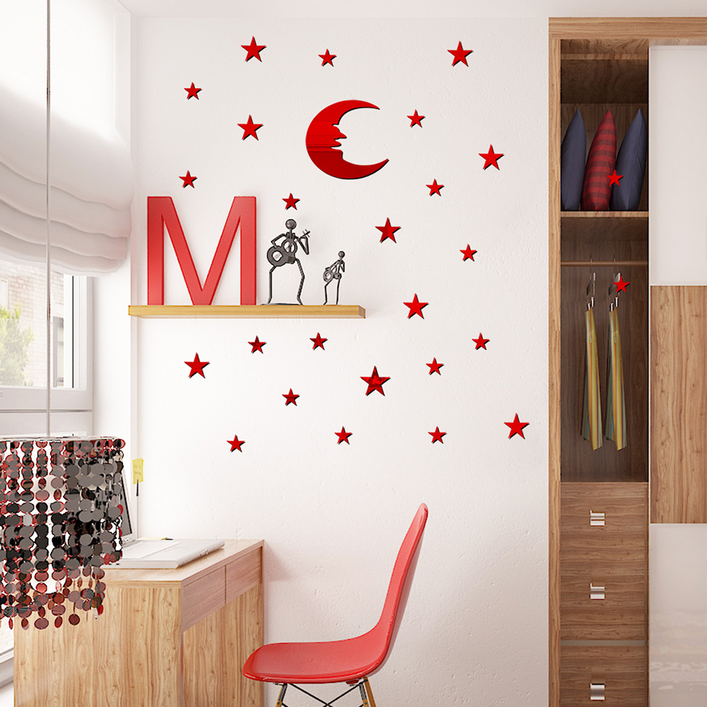 New Fashion Acrylic Mirror Star Moon Sticker display picture 9