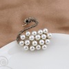 Swan from pearl, fashionable brooch, universal pin, accessory, Korean style, wholesale