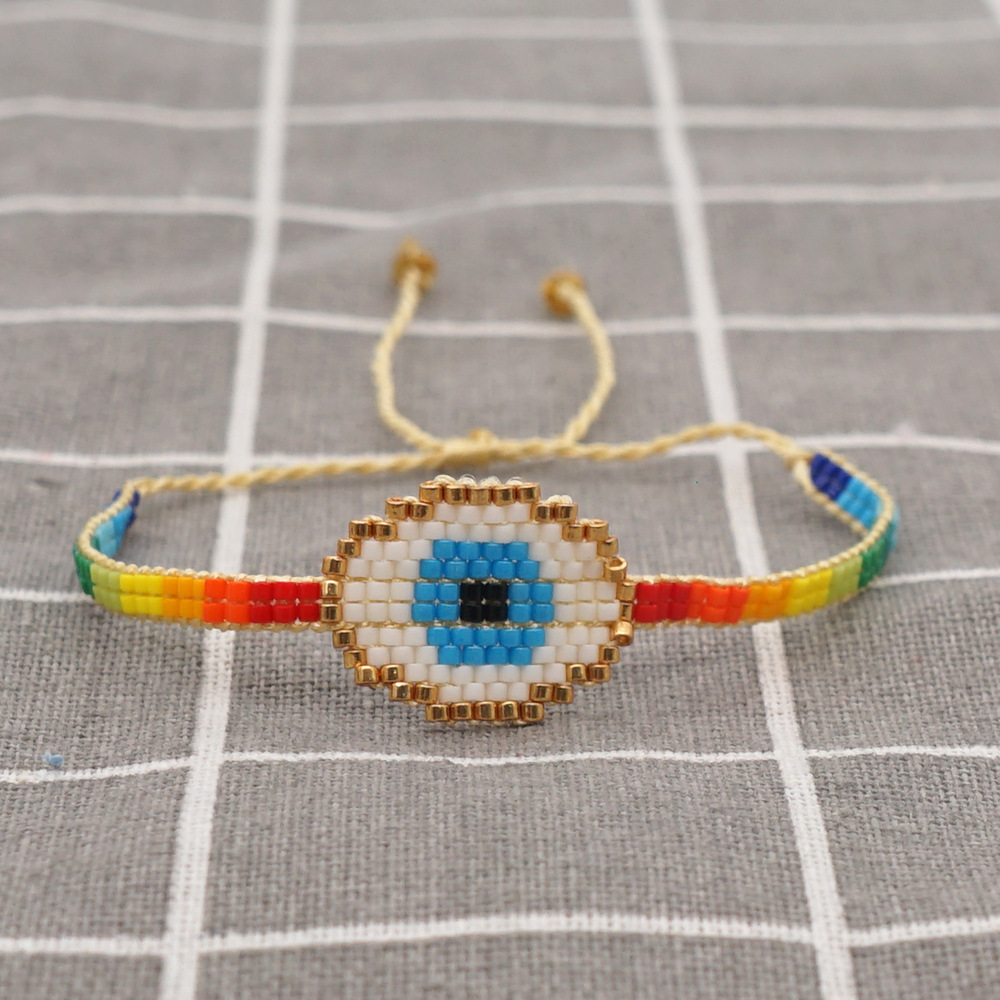 Bohemian Hand-woven Turkish Blue Eyes Rainbow Ethnic Bracelet display picture 2