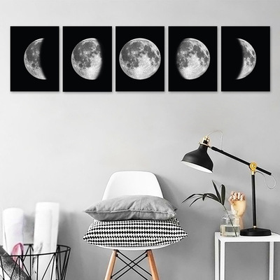 originality black and white Moon eclipse Moon Cycle Decorative painting Home Furnishing a living room Decorative murals Frameless paintings Manufactor Direct selling
