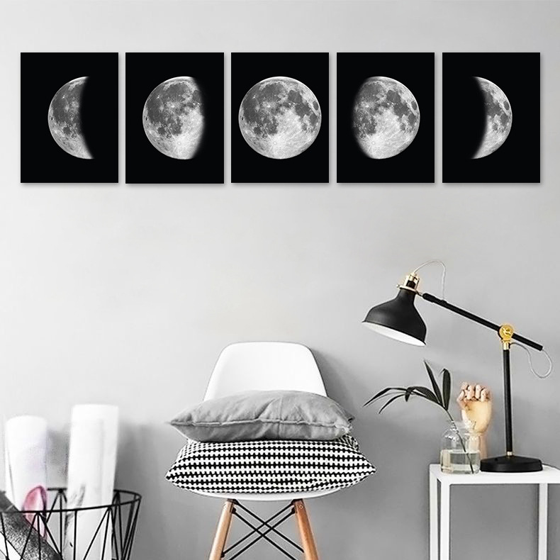 originality black and white Moon eclipse Moon Cycle Decorative painting Home Furnishing a living room Decorative murals Frameless paintings Manufactor Direct selling