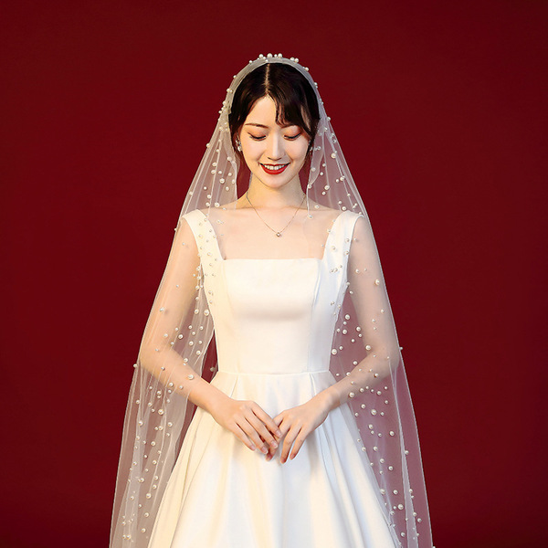Korean elegant retro long hair accessory pearl for bride