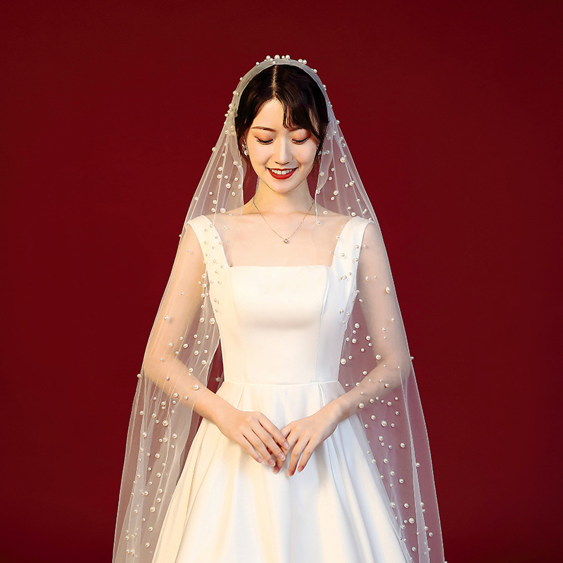 Korean elegant retro long hair accessory pearl for bride