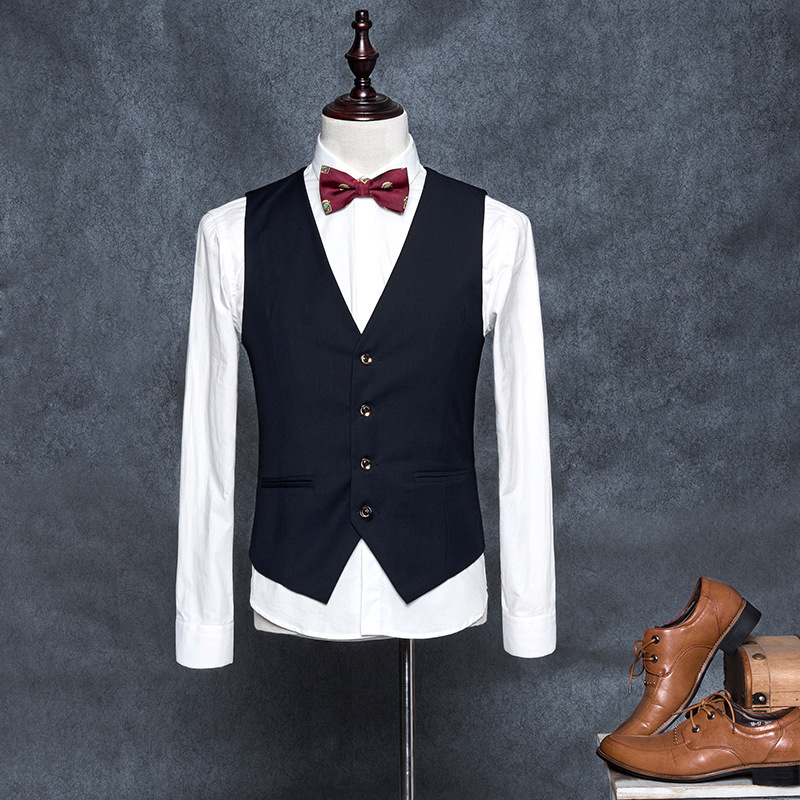 La primavera y el otoño británico slim fit traje chaleco Chaleco de los hombres traje de negocios casual profesional formal desgaste coreano moda