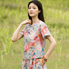 Cotton Women 2020 summer new pattern jacket Chinese style tradition shirt Ramie printing Retro Short sleeved shirt