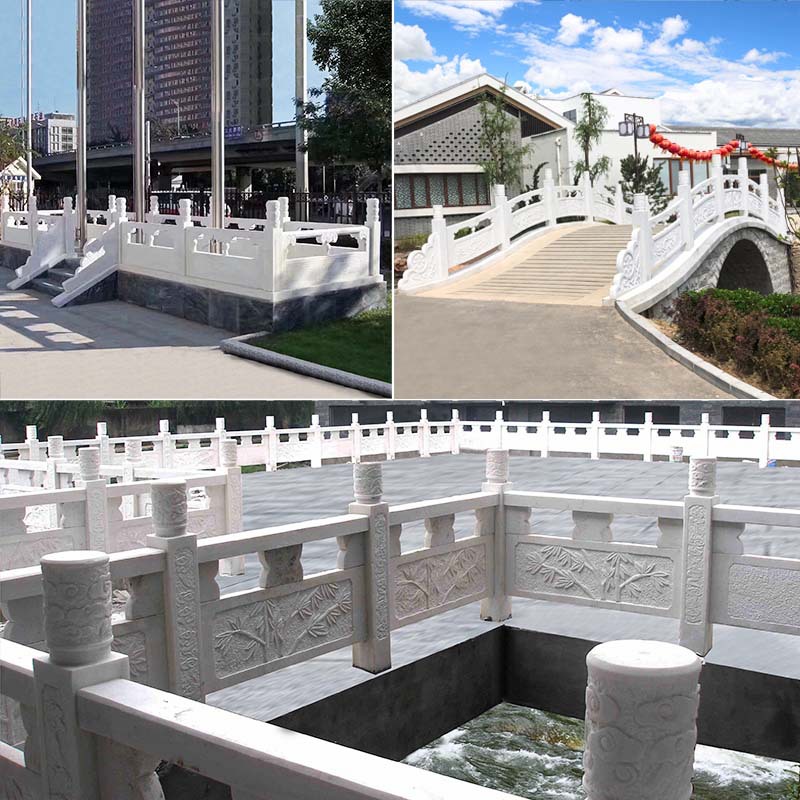 定制款石雕青石欄杆大理石漢白玉河道護欄石拱橋花崗岩旗台石欄杆