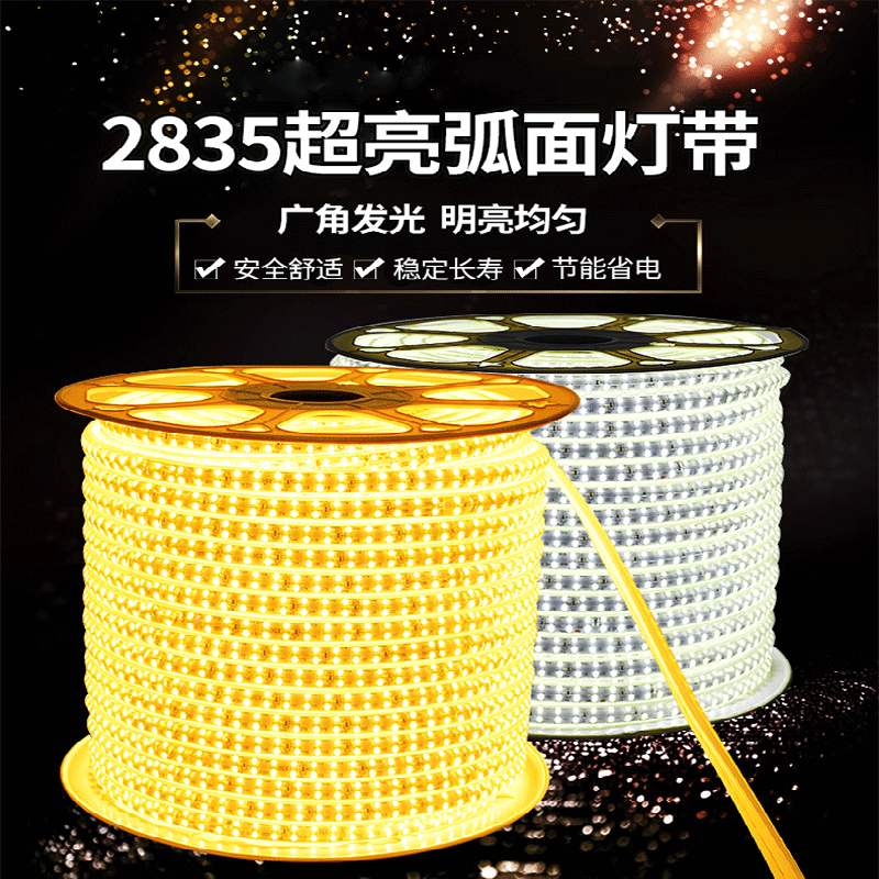 LED灯带 2835户外防水灯带3D弧面超亮款双排灯条工程220v高压灯带|ru