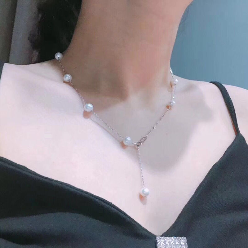 Holiday, Daily Occasion Freshwater Pearl Sterling Silver Solid Color Necklace