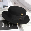 Demi-season black woolen retro hat, European style, Korean style