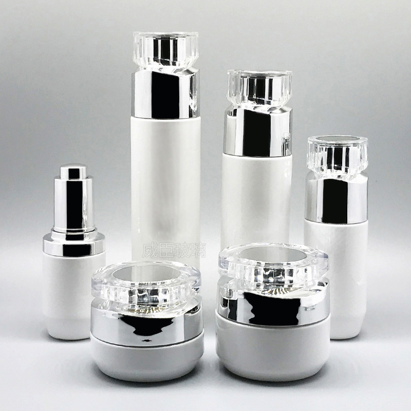 新款茶色玻璃瓶定制  面霜瓶子订货  化妆品套装瓶子批发100ml