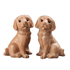 桃木狗擺件 木雕生肖狗吉祥物 家居裝飾擺件擺件桃木狗