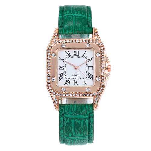 Live broadcast internet celebrity drainage watch women's casual watch square diamond belt watch women's quartz watch