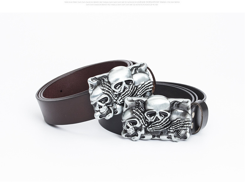 New Hot Selling Cowhide Belt Casual and Fashion Korean Version Belt Punk Skull Head Personalized Men's Trend Customized Belt for Men_voghion.com