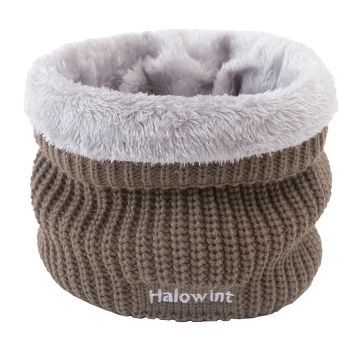 Winter Unisex Knitted Scarf with Fleece Lining, Warm and Cozy, Solid Color Lettered Loop Head Scarf, Thick Neck Gaiter