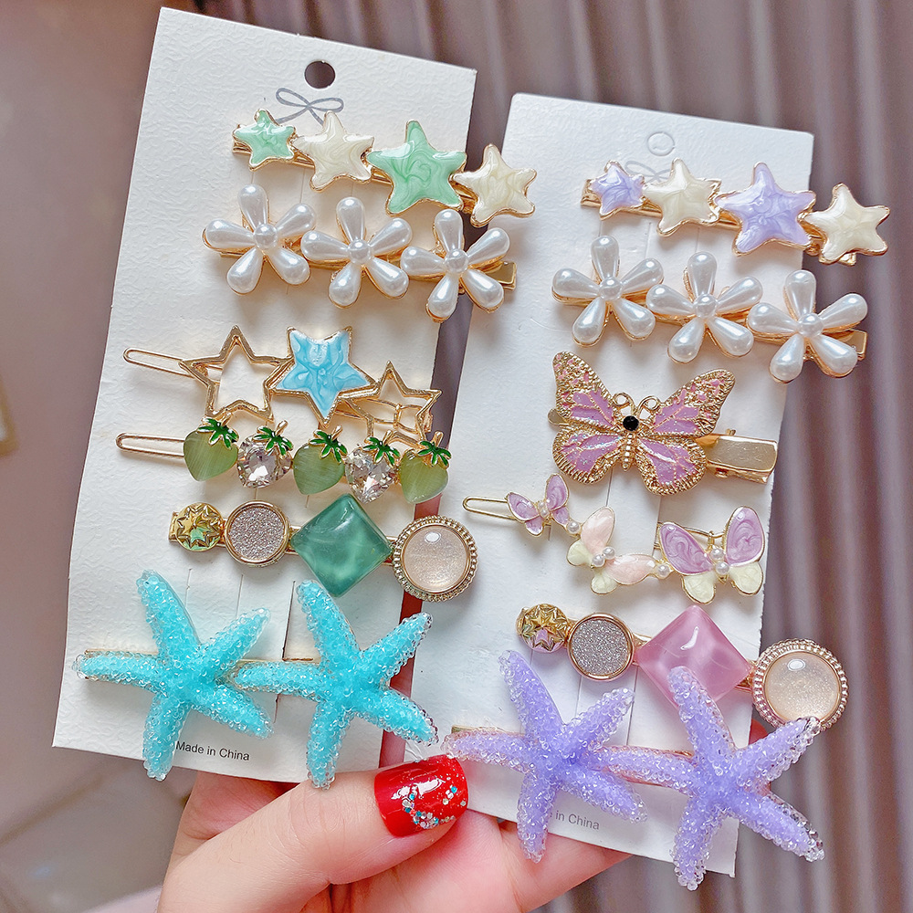 Metal Pearl Decor 8-piece Barrettes Hair Clip Set display picture 8