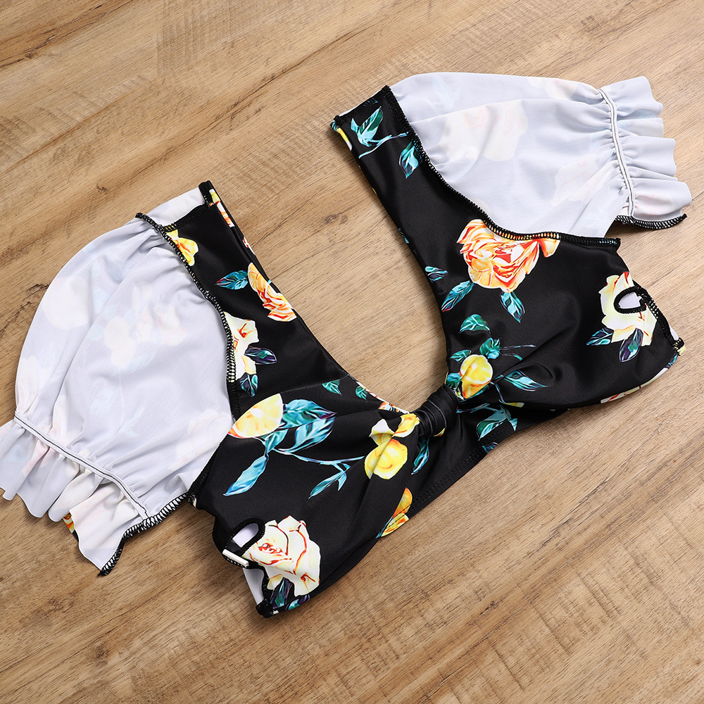 printed new short-sleeved split swimsuit  NSHL23844