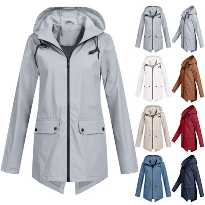 Amazon Explosive money Waterproof clothing zipper Hooded Lightweight outdoors waterproof Raincoat Jacket Thin section outdoors coat