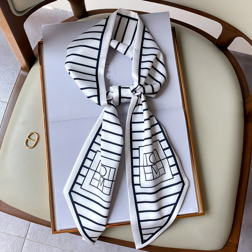 Autumn and winter new Korean style narrow long angled silk scarf women's multi-functional hair tie bag with fashionable scarf
