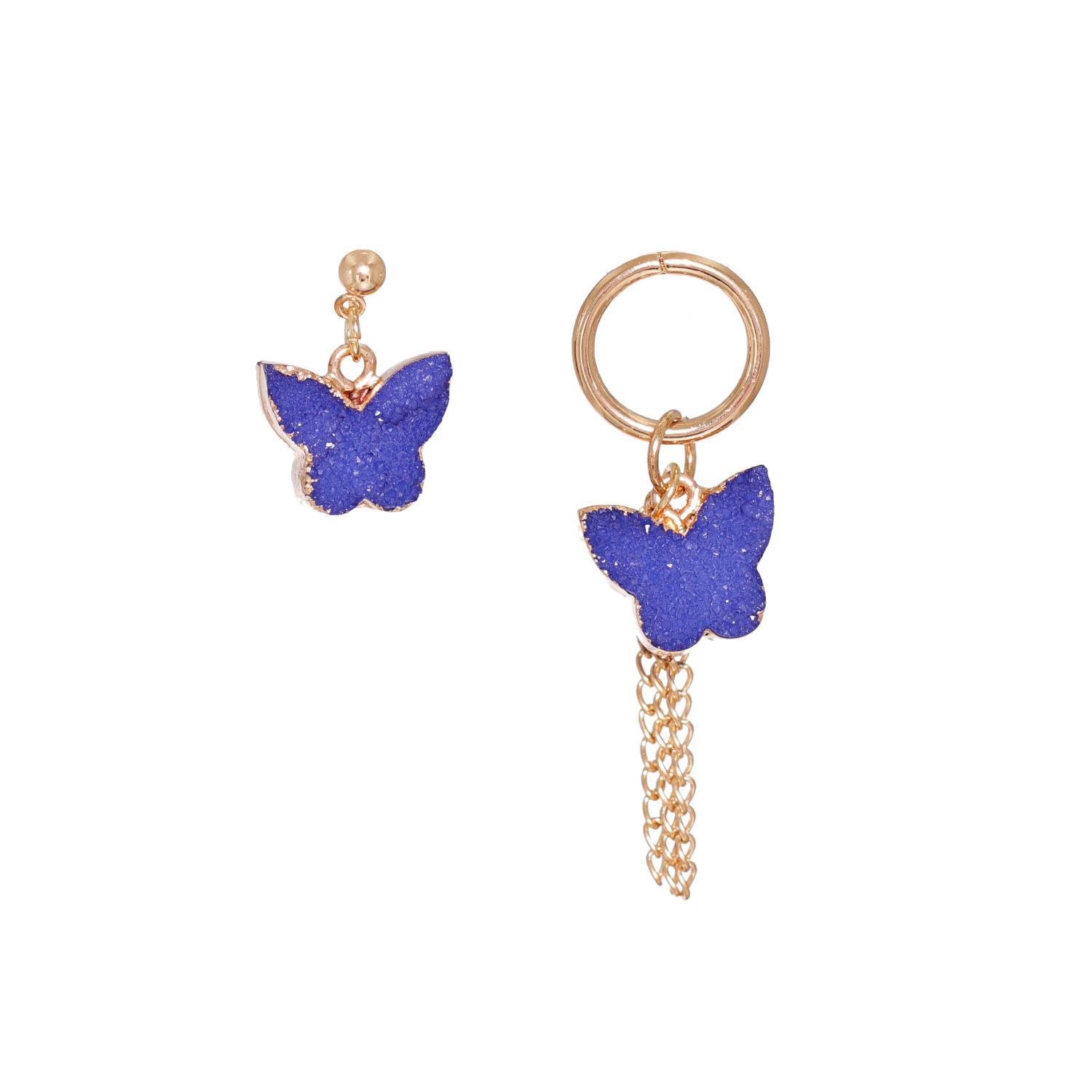 New Butterfly Long Fashion Exaggerated Purple Korean Asymmetric Earrings display picture 6