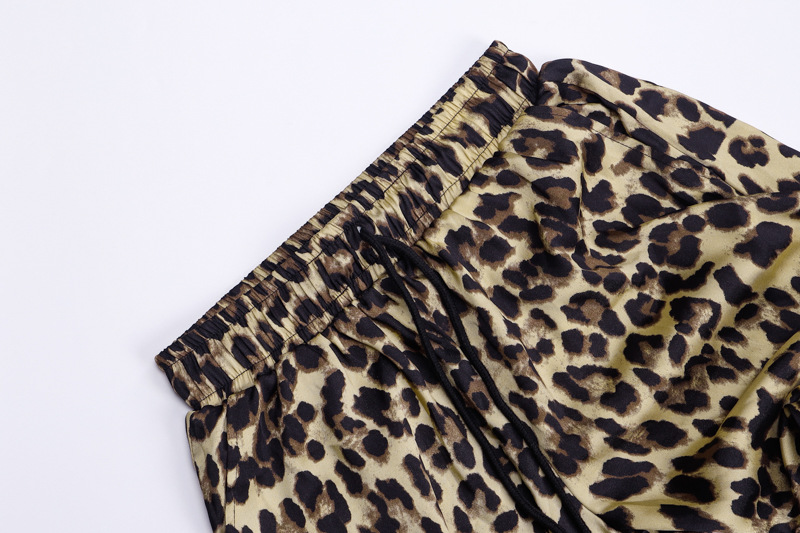 Pantalones deportivos de cintura alta con estampado de leopardo NSLJ64629
