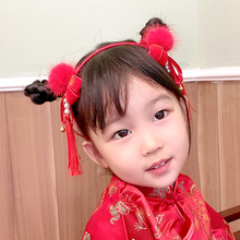 漢服女古裝發飾少女可愛流蘇頭扣中國風晚會舞台表演可愛公主頭箍