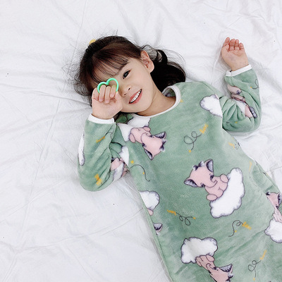 Autumn and winter children one-piece garment Flannel Cartoon Figure Fleece robe baby Socket Home Furnishings wholesale