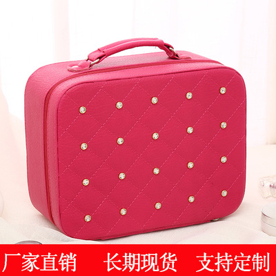 2019新款时尚女士化妆包pu手提收纳箱旅游多功能收纳包防水收纳盒