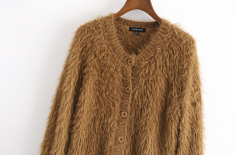 faux fur buttoned knitted cardigan NSAM12270