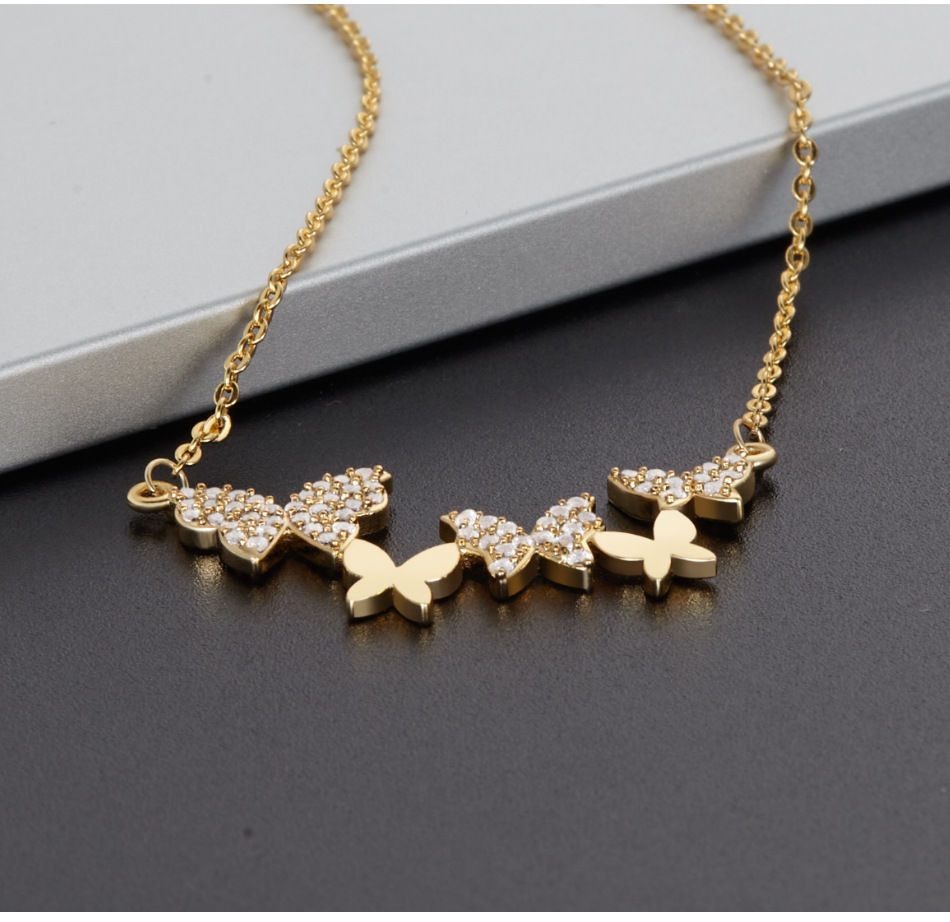 Butterfly Necklace Gold Zircon Collarbone Necklace