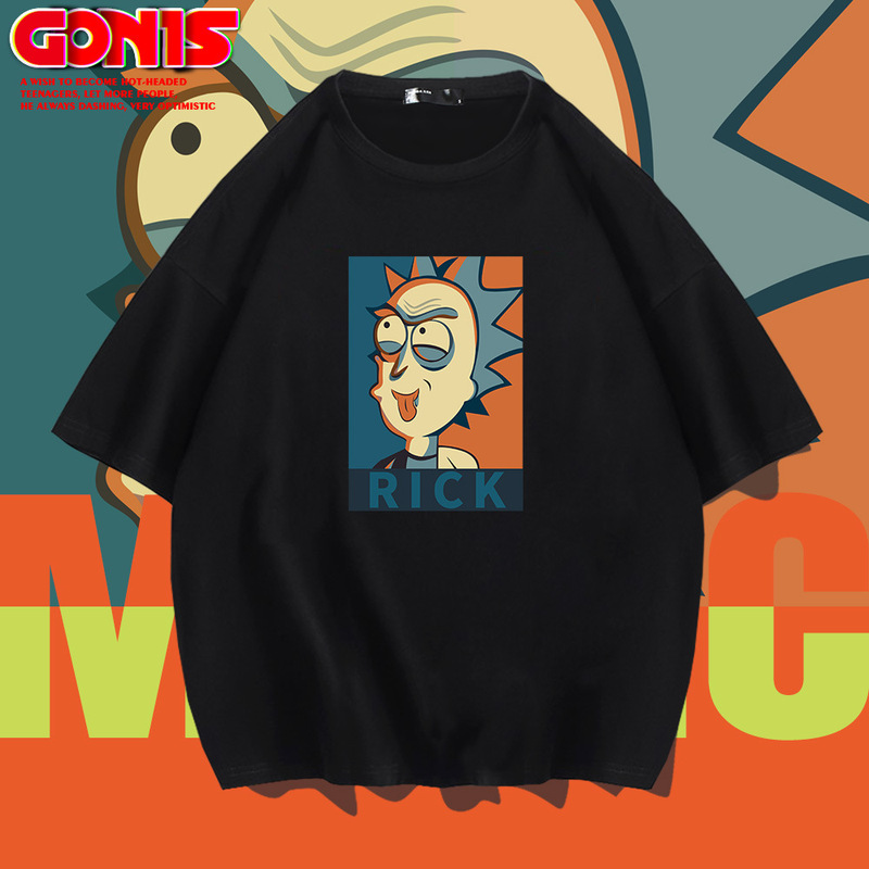 Y Trendy Brand Short-sleeved T-shirt Men's Summer Wear Cartoon Animation Rick and Morty Co-branded Couple Wear Teenagers Loose Half-sleeved