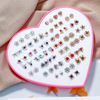 Earrings heart-shaped with letters, plastic cartoon set, 36 pair, European style