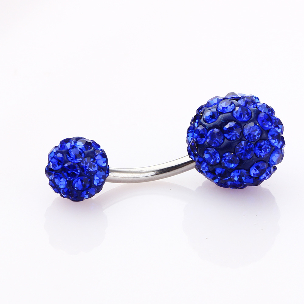 European-American Diamond Navel Nail Crystal Ball Belly Ring 5-8mm Stainless Steel Body Jewelry detail image 12