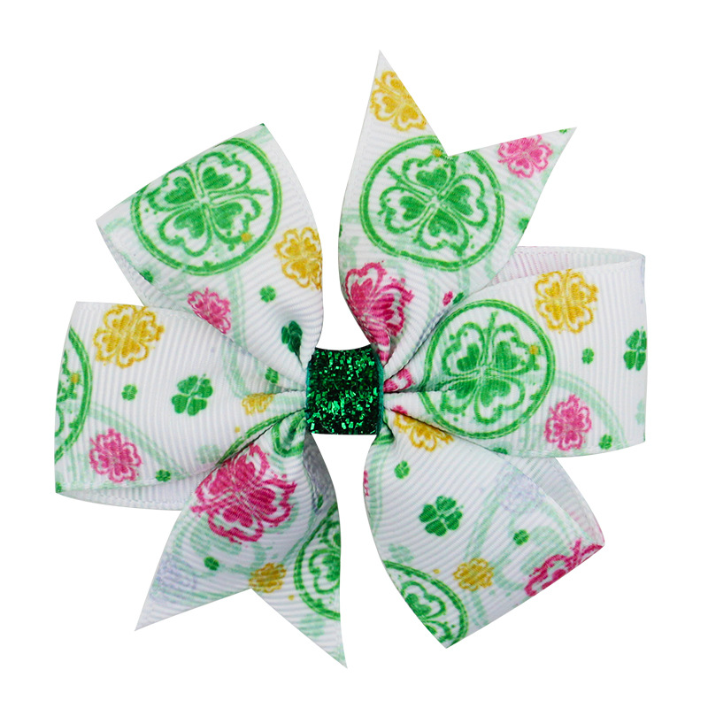 Kid's Classic Style Shamrock Bow Knot Cloth Metal Hair Clip display picture 7