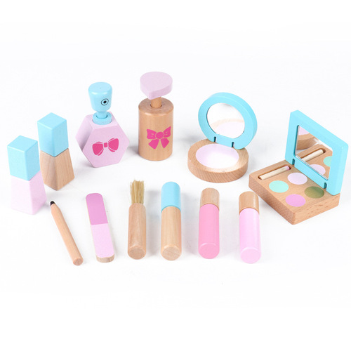Play house children's simulation cosmetic bag hairdressing bag early education little princess educational fun cosmetic set wooden toy