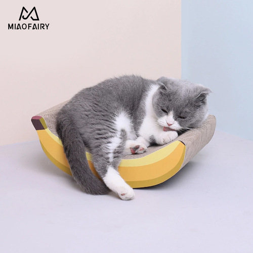 New Corrugated Cat Scratching Board Meow Fairy Banana Corrugated Cat Claw Grinding Board Cat Claw Training Cat Playing Sofa
