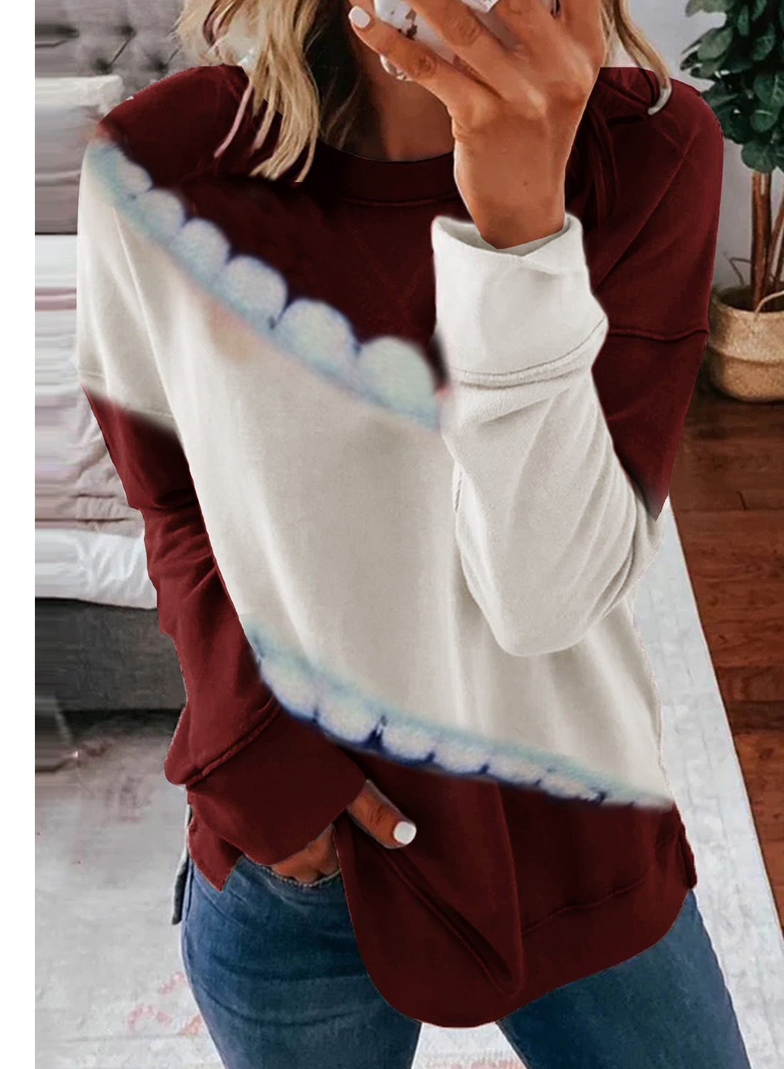 tie-dye sweater women s autumn new style loose long-sleeved pullover round neck ladies sweater  NSSI2942