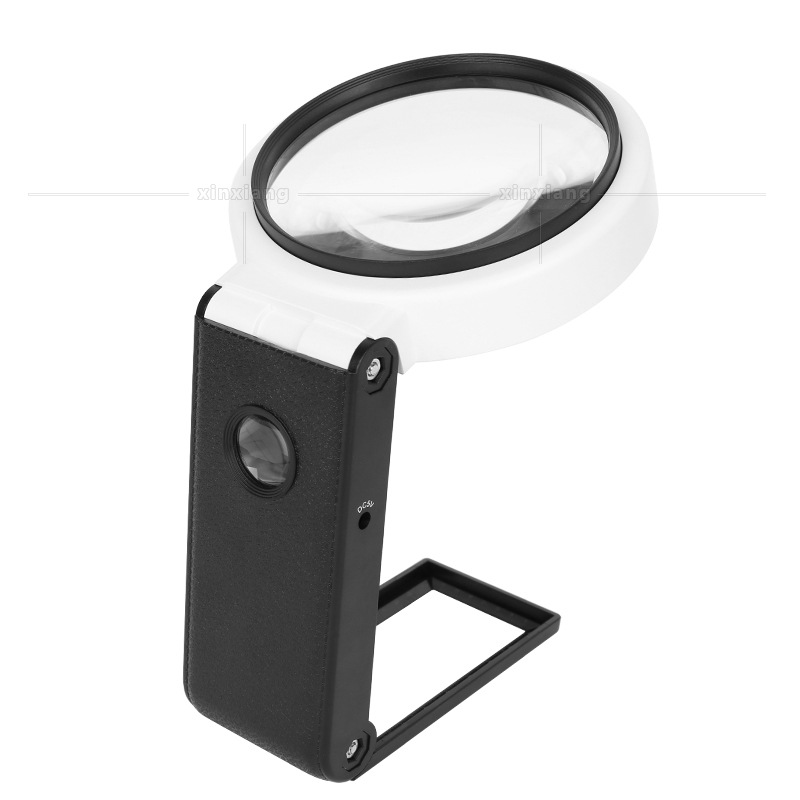 thumbnail image 3 of Lupa de 3,5X 25X con luz y soporte, diseño plegable, 8 LED iluminados para trabajos de cerca, lectura de gafas grandes de mano, 3 of 5