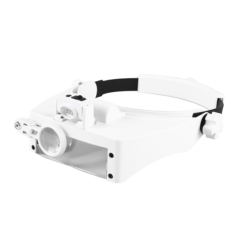 新款带5LED冷暖光老人阅读维修可调节高清头戴式放大镜81007RD