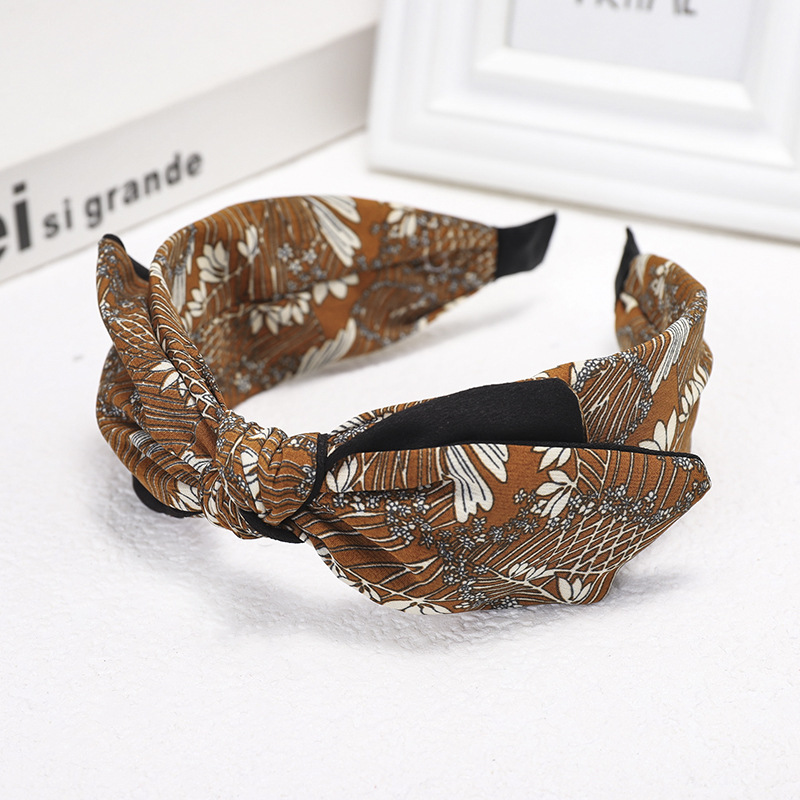 New Fashion Retro Embroidery Printed Hairband Wide-band Kink Cheap Headband Wholesale display picture 7