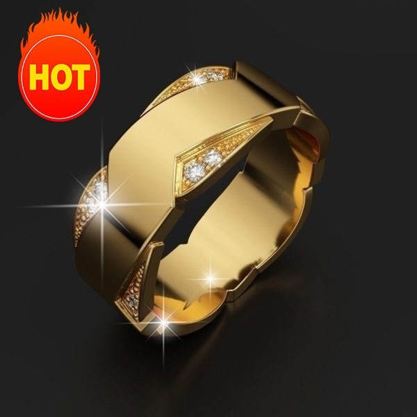 Zhen Rong wish new fashion men's 18k gold plated simulation zircon ring Europe and the United States exquisite engagement ring