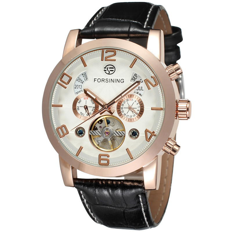Forsining Fusini hombres de negocios reloj mecánico automático calendario multifuncional cinturón reloj mecánico 165