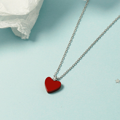 New Korean simple red heart collarbone chain agate stone love heart pendant handmade minimalist red stone cross chain necklace