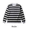 2020 Autumn new pattern Long sleeve stripe T-shirt Off the shoulder oversize lovers Easy T-shirts Base coat