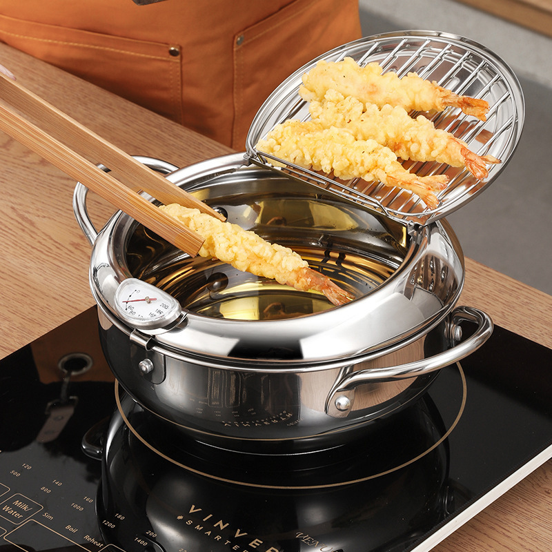 Oil Pan Japanese Tempura Deep Fryer Household Stainless Steel Fuel-saving Non-stick Induction Cooker Gas And Gas One Delivery