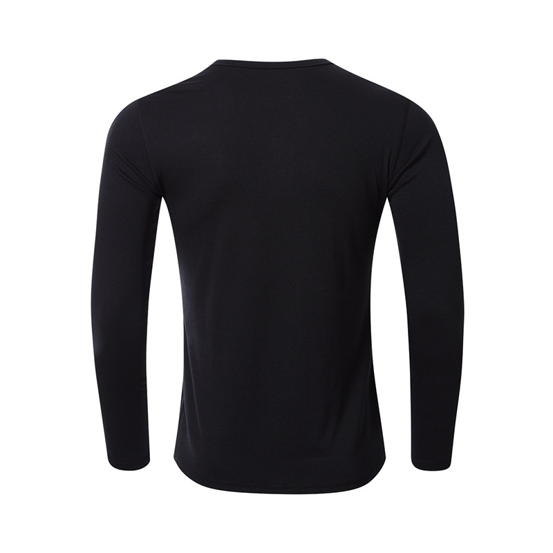 Men's Long Sleeve Base Layer T-shirt Solid Colour Autumn Winter_voghion.com