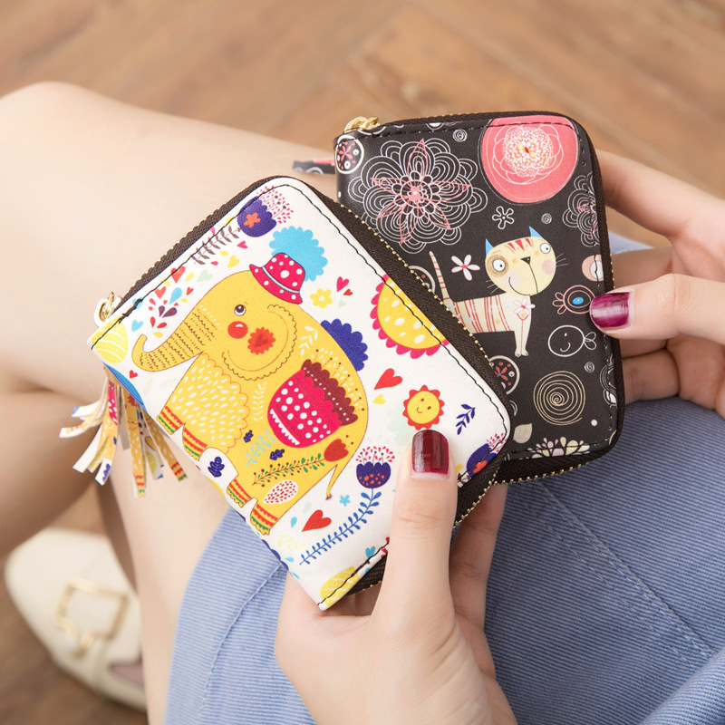 Cartoon card holder with zipper