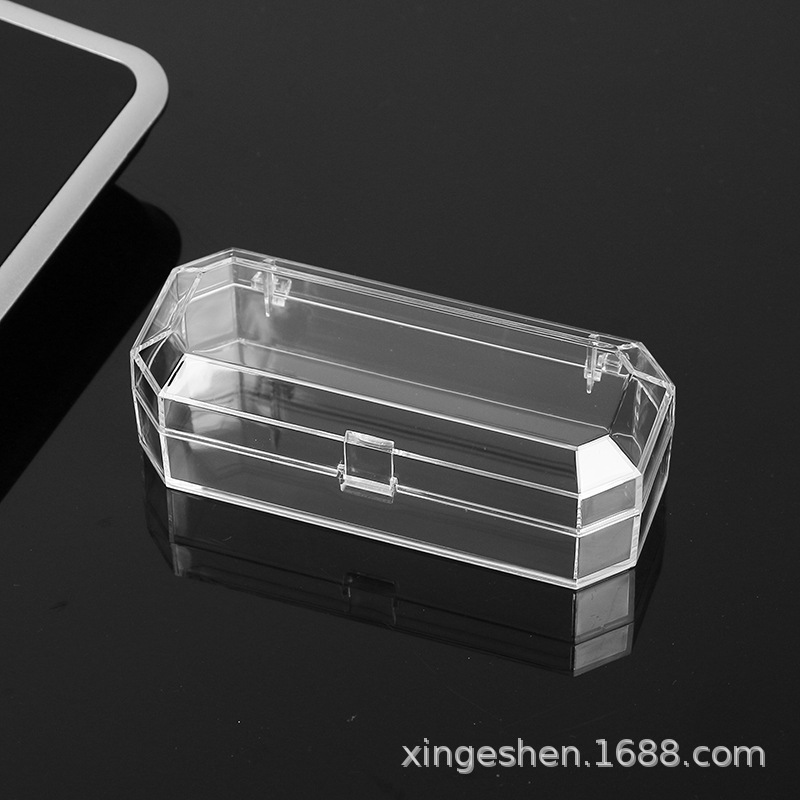 口红化妆品透明包装盒新款PS水晶盒翻盖透明包装盒塑料水晶戒指盒