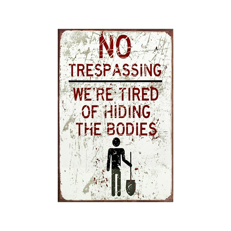 Ретро Баннер No Trespassing, глухая металлическая стена без рамы, 20×30 см в винтажном стиле